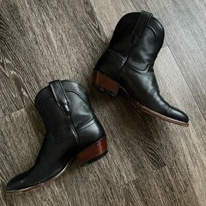 Tecovas Black Leather Ankle Boots